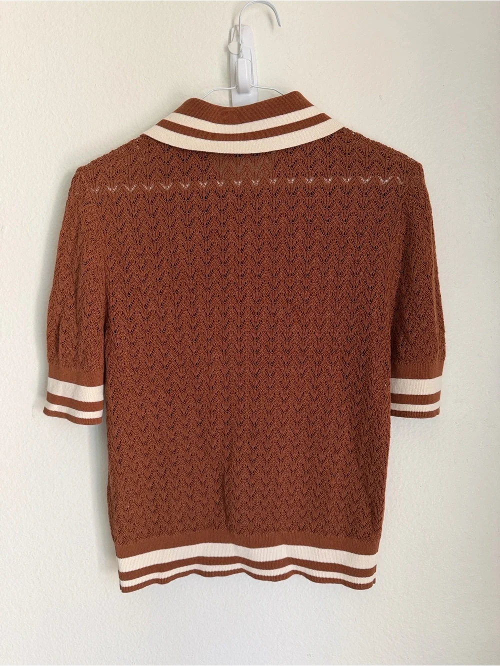 Tory Burch | Cotton pointelle polo shirt  | Color brown
